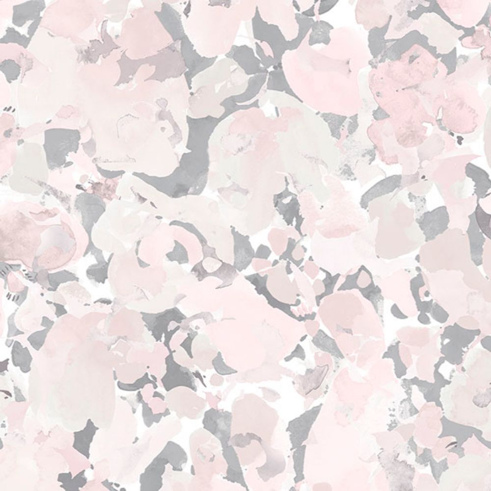 Patton Wallcoverings FW36826 Fresh Watercolors Bloom Wallpaper in Pink & Grey